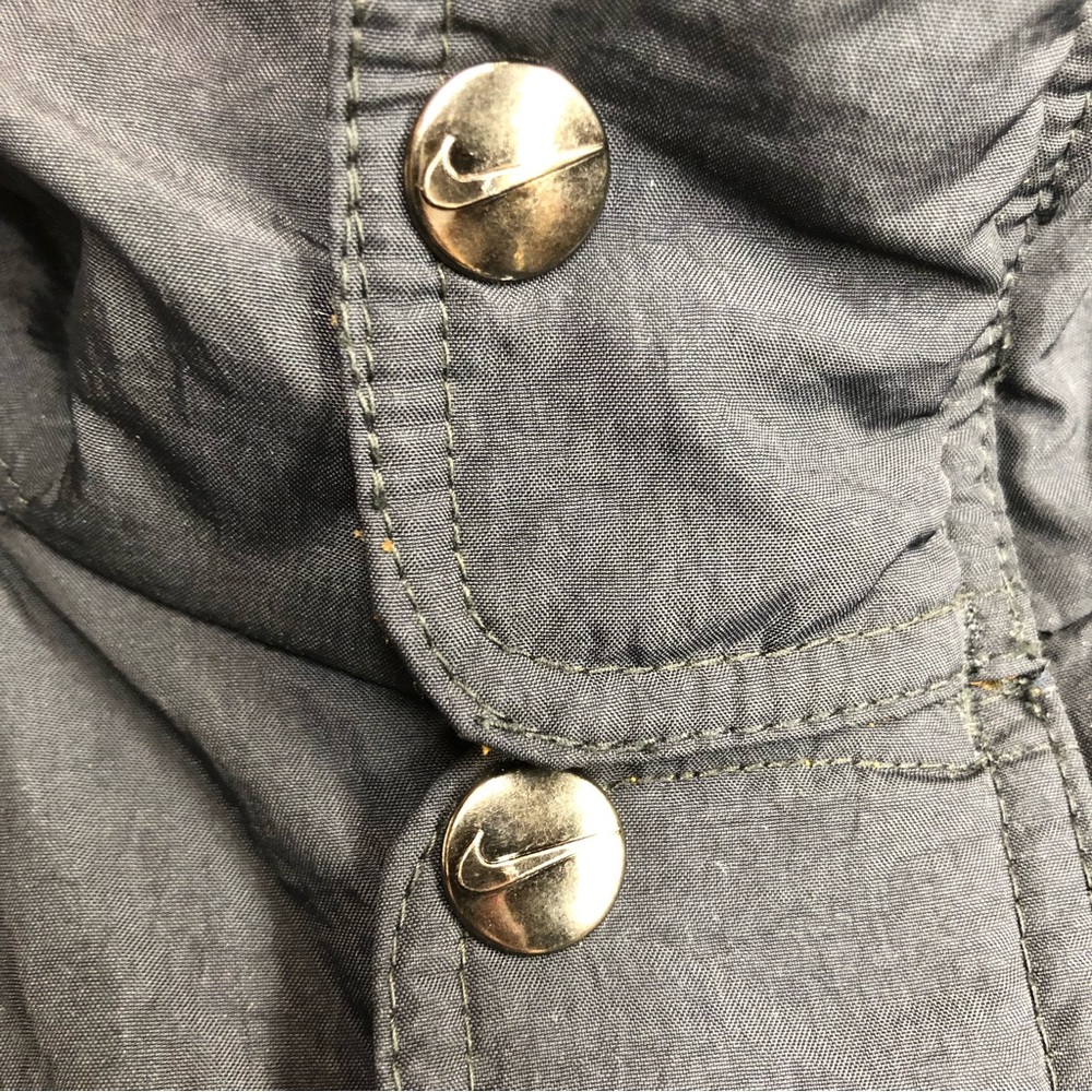 Vintage 90s Black Neutral Tone Nike Air Hooded Drawstring Winter Jacket - Picture 7 of 16